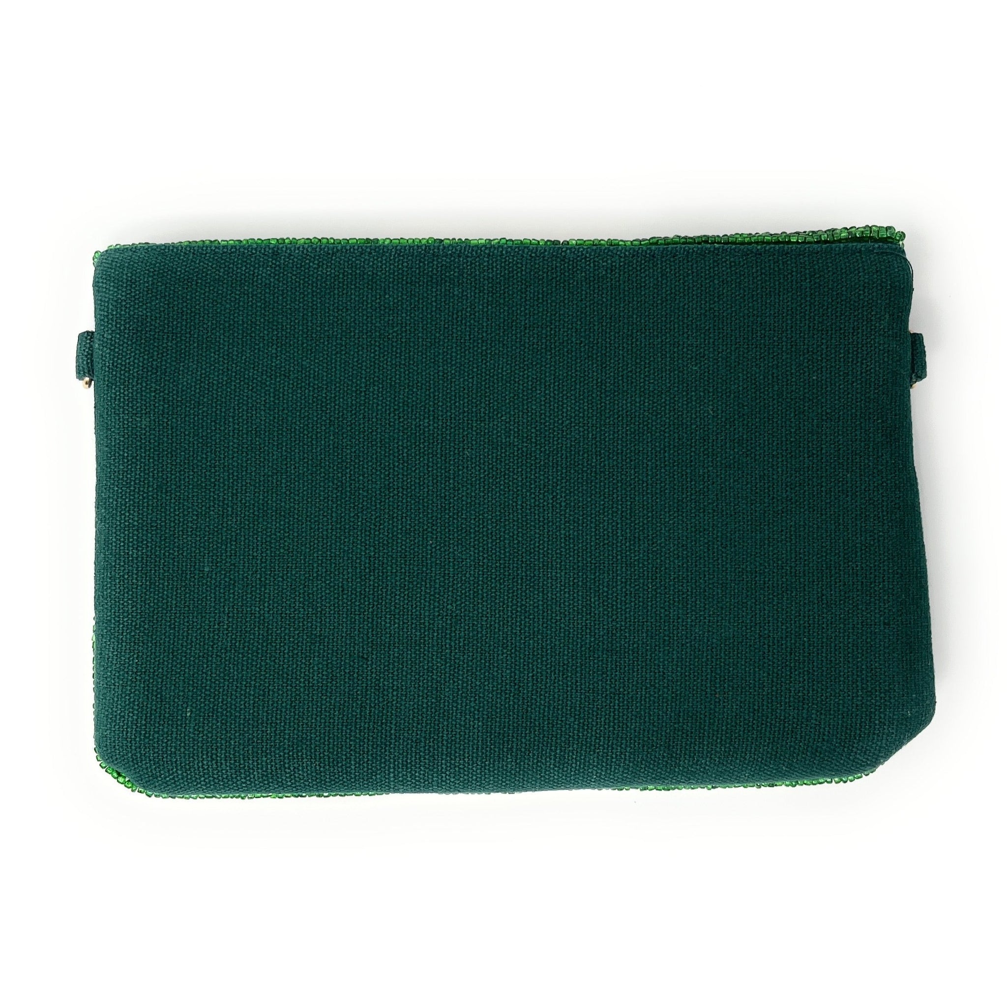 Rhinestone Crystal Envelope Clutch Purse - Emerald Green
