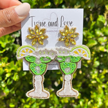 Load image into Gallery viewer, Margarita Beaded Earrings, margarita Earrings, margarita love Beaded Earrings, cocktail earrings, margarita lover bead earrings, margarita beaded earrings, tequila earrings, beaded cocktail earrings, cocktail bead earrings, margarita bead earrings, cocktail accessories, spring summer accessories, spring summer earrings, gifts for mom, multicolor earrings, best friend gifts, birthday gifts, lightweight cocktail earrings, margarita earrings accessory