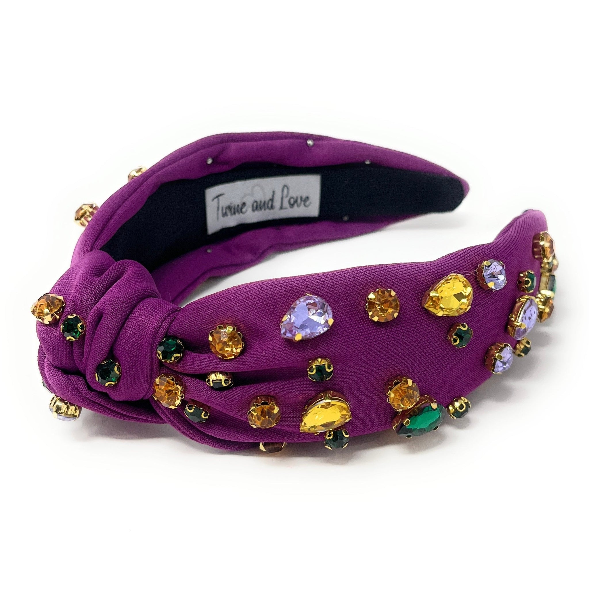 Purple Jeweled Knot Headband, Embellished Knot Headband 