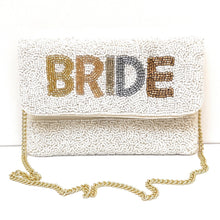 Load image into Gallery viewer, Bride clutch purse, gift for bride, seed beaded clutch purse, bridal purse clutch, white beaded wedding clutch, bride gifts, bridal gifts, engagement gifts, bridal shower gifts, bridesmaid gifts, bride to be gift, gift for her, bride gift, wedding gift, bridal gift, bridal purse clutch, wedding bag, wedding purse for bride, bride bag, wedding bridal clutch, wedding white bag, gifts for the bride, best engagement gift, best bridesmaid gift