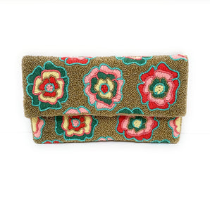 Adela Floral Beaded Clutch Purse