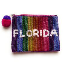 Load image into Gallery viewer, Coin Purse Pouch, Beaded Coin Purse, Cute Coin Purse, Beaded Purse, Summer Coin Purse, Best Friend Gift, Pouches, Boho bags, Wallets for her, beaded coin purse, boho purse, gifs for her, birthday gifts, cute pouches, pouches for women, boho pouch, boho accessories, best friend gifts, coin purse, coin pouch, rainbow pouch, Cash money pouch, cash money coin purse, beaded coin pouch, best friend gifts, Florida gifts fan, Florida state fan, friend gift, gift card holder, gift card bag