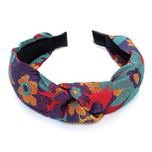 Load image into Gallery viewer, headband for woman, fashion headbands, vintage headband, headbands for women, stylish headbands, headband style, top knot headband, woven top knot headband, vintage accessories, trendy headbands, oriental fabric headband, floral top knot headband, summer headbands, oriental fabric accessories, handmade headbands, top knotted headband, knotted headband, oriental print headband, custom knotted headband, fall headbands, floral print headbands, vintage knot headbands, best selling items