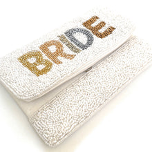 Load image into Gallery viewer, Bride clutch purse, gift for bride, seed beaded clutch purse, bridal purse clutch, white beaded wedding clutch, bride gifts, bridal gifts, engagement gifts, bridal shower gifts, bridesmaid gifts, bride to be gift, gift for her, bride gift, wedding gift, bridal gift, bridal purse clutch, wedding bag, wedding purse for bride, bride bag, wedding bridal clutch, wedding white bag, gifts for the bride, best engagement gift, best bridesmaid gift